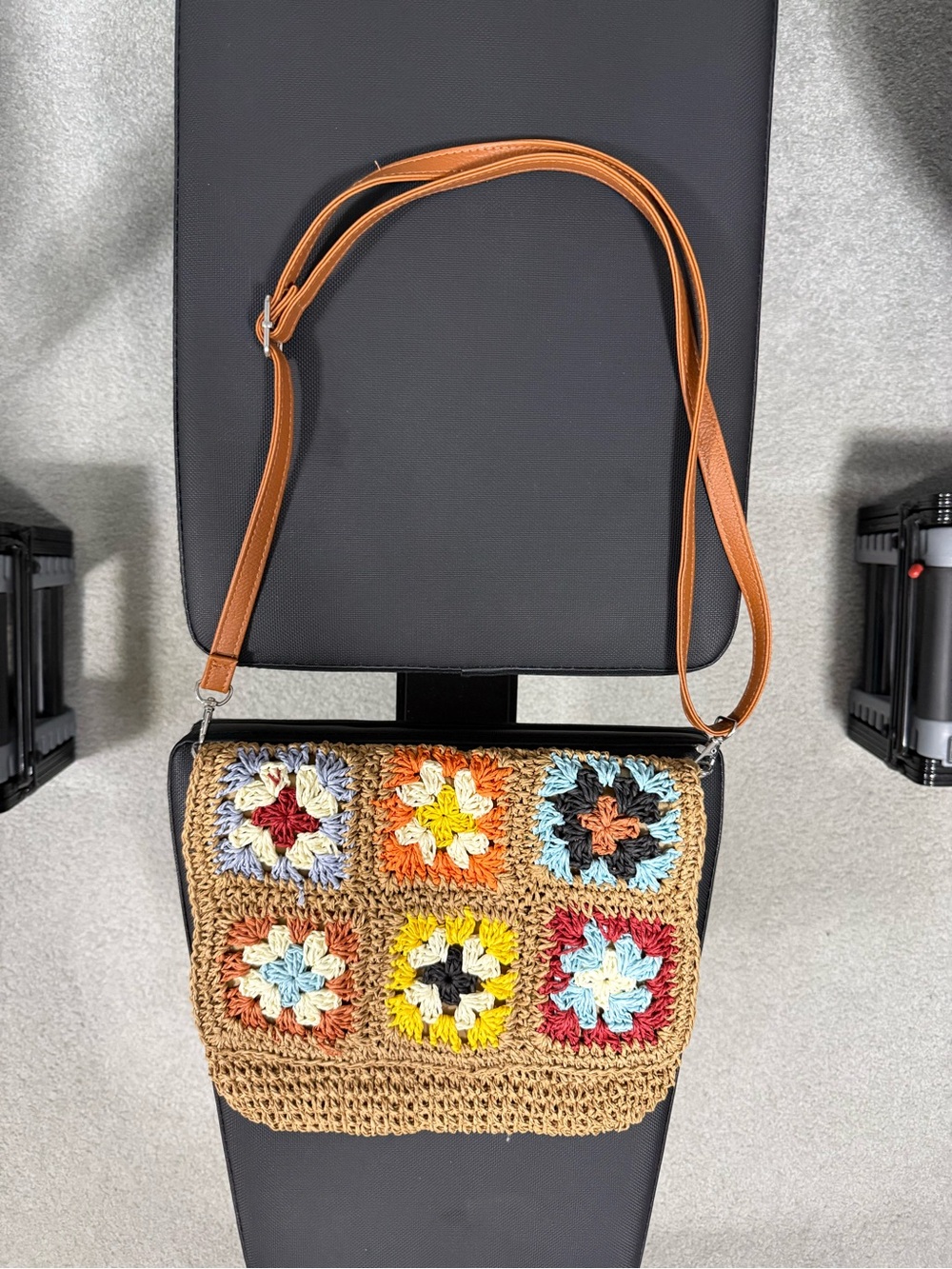 NWOT Handcrafted Crochet Patchwork Crossbody Bag